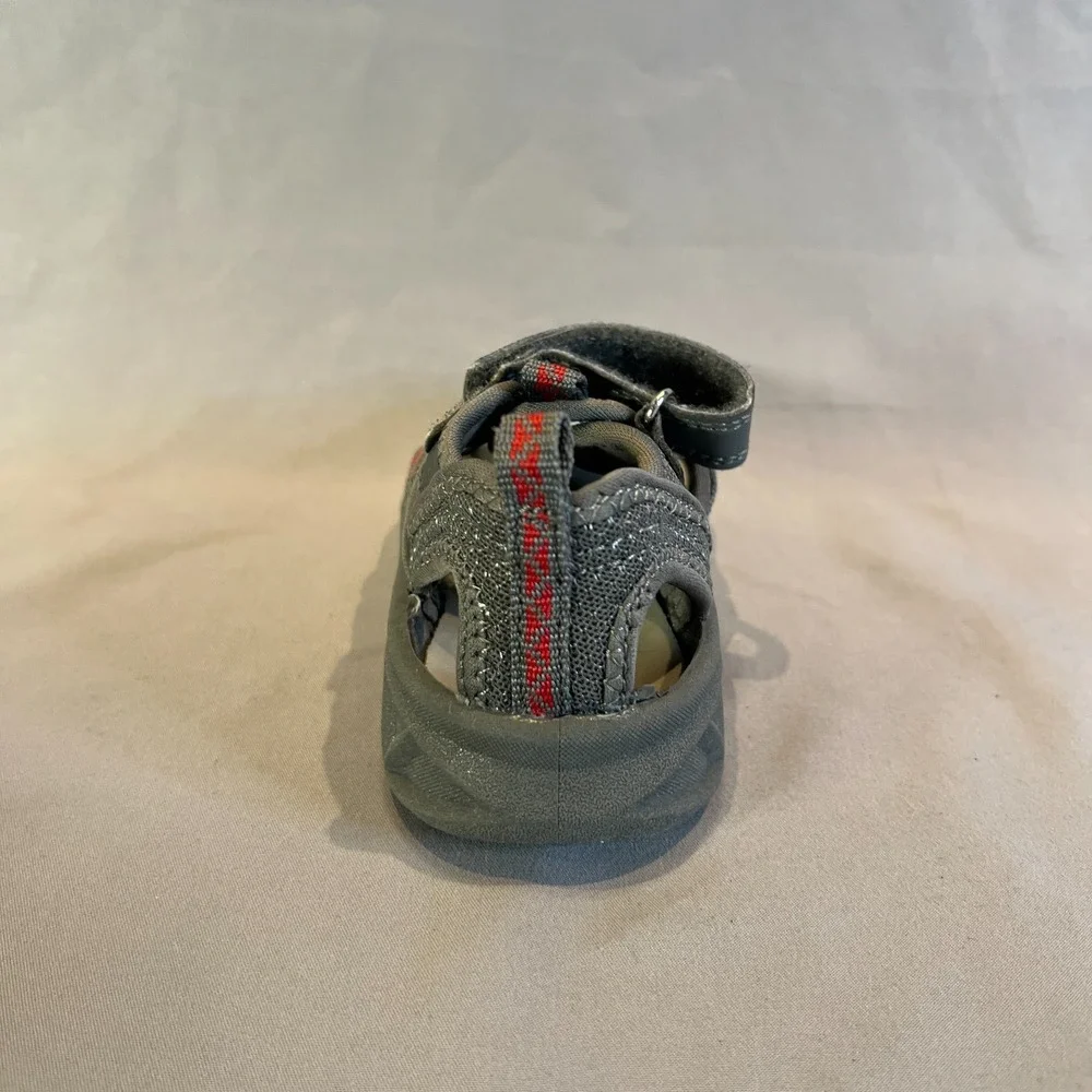 Oshkosh B'Gosh Abe Play Toddler 8 M Strappy Gray Red Textile Closed Toe Sandals
